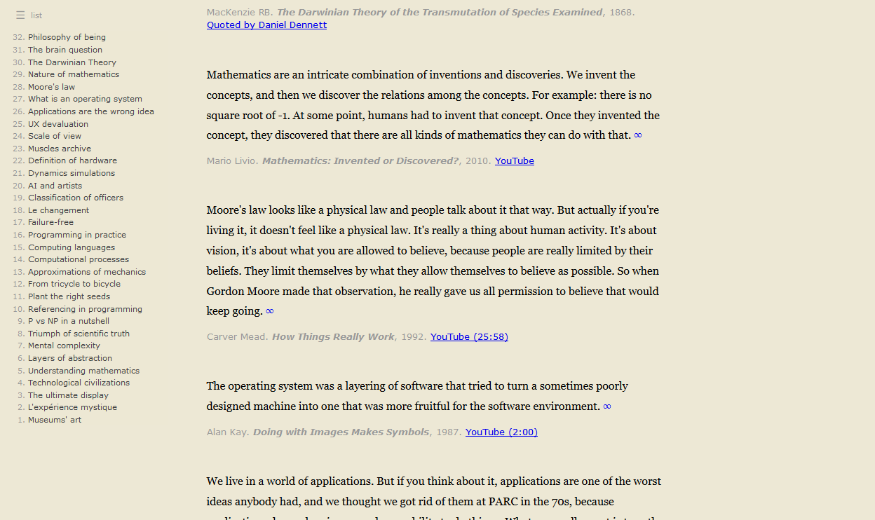 screenshot of the quotes web page