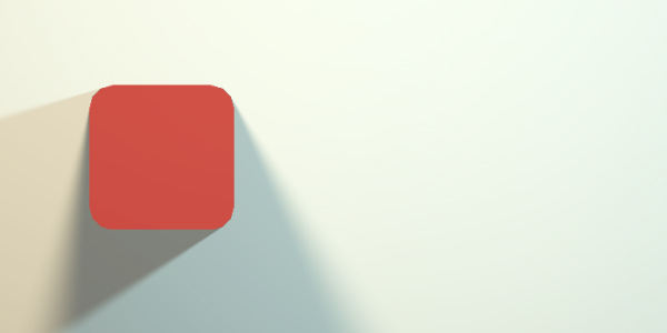 red rounded rectangle projecting two soft shadows