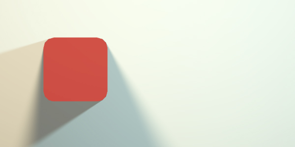 red rounded rectangle projecting two soft shadows