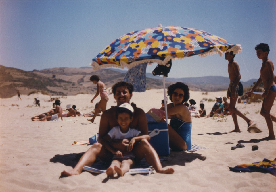 Achraf Kassioui and his parents in Cap Spartel beach.
